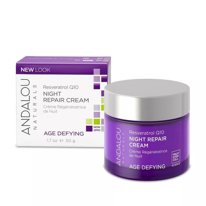 Andalou Naturals Resveratrol Q10 Age Defying Night Repair Cream 1.7 Oz