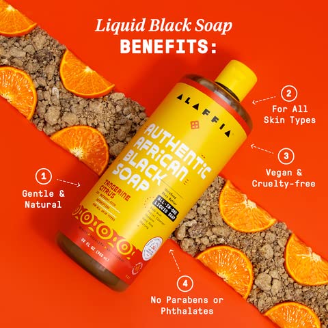 Alaffia Authentic African Black Soap All In One Tangerine Citrus 32 Oz