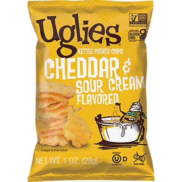 Uglies Cheddar And Sour Cream Flavoured Scramble Potato Kettle Chips 1 Oz