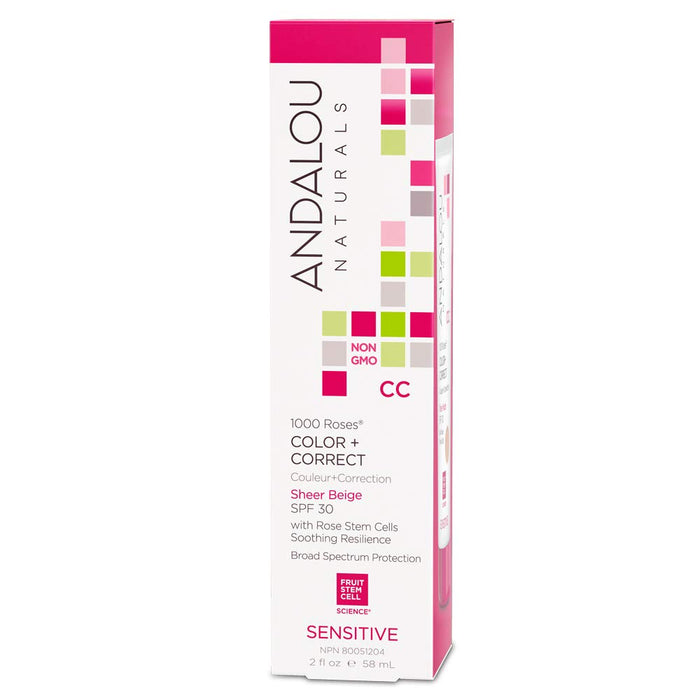 Andalou Naturals 1000 Roses Color Plus Correct Sheer Spf 30 Nude 2 Oz