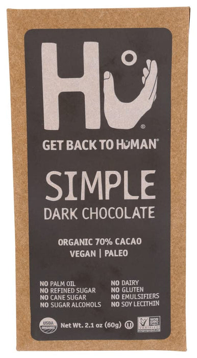 Hu Kitchen  Organic Dark Chocolate Simple Bar   2.1 Oz