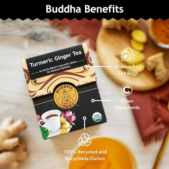 Buddha Teas  Organic Turmeric Ginger Tea  18 Bag