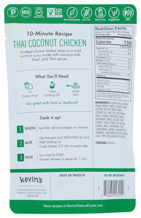 Kevin`s Natural Foods Thai Coconut Sauce 7 oz