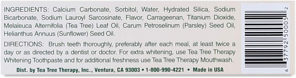 Tea Tree Therapy  Toothpaste Tea Tree With Baking Soda  1 Each  5 Oz