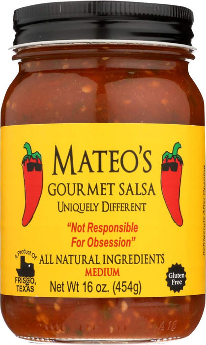 Mateo`s Gourmet Salsa Medium Gluten Free 16 oz