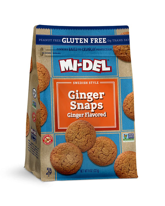 Mi-Del  Gluten Free Swedish Style Ginger Snaps Ginger Flavored Cookies Box  8 Oz