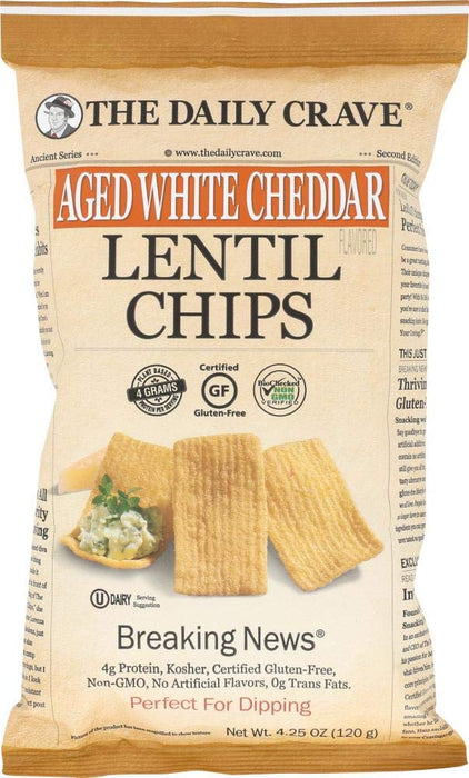 The Daily Crave  Aged White Cheddar Lentil Chips  4.25 Oz