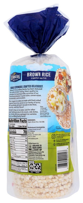 Lundberg Family Farms  Organic Brown Rice Cake Brown Lightly Salted  8.5 Oz