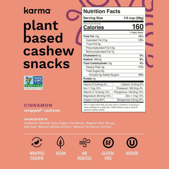 Karma Nuts Cinnamon Wrapped Cashew 7 oz