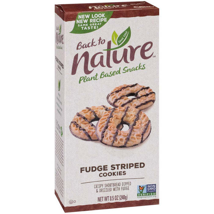 Back To Nature  Cookies Fudge Striped Shortbread  8.5 Oz