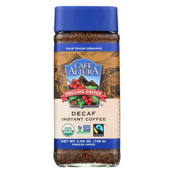 Cafe Altura  Decaf Medium Roast Freeze-Dried Instant Coffee  Organic  Non-GMO  Jar   3.53