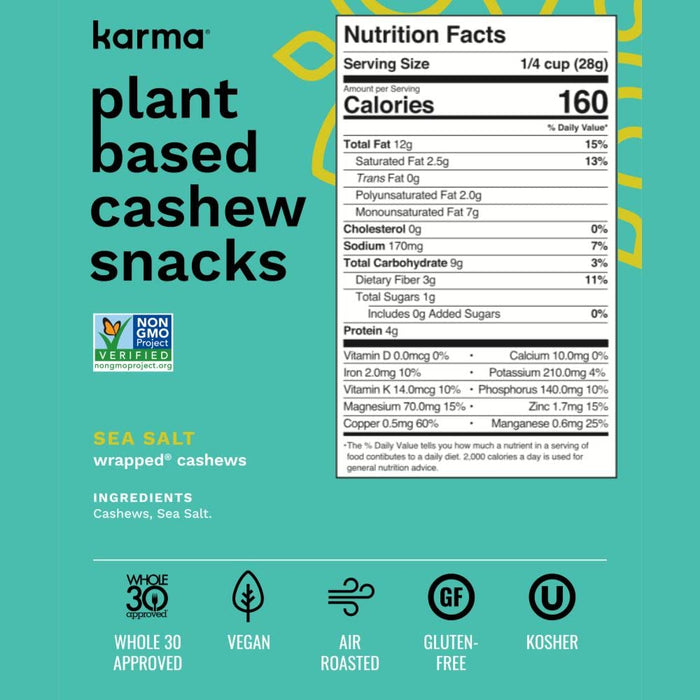 Karma Nuts Sea Salt Wrapped Cashews 7 oz