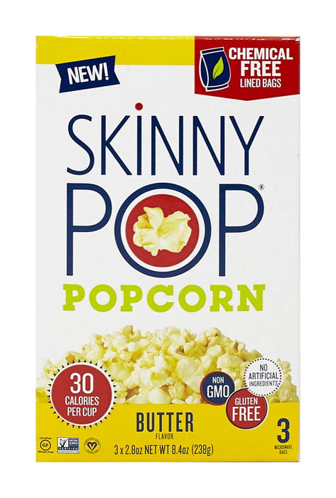 Skinnypop Popcorn  Microwave  Popcorn Butter  3/2.8 Oz.