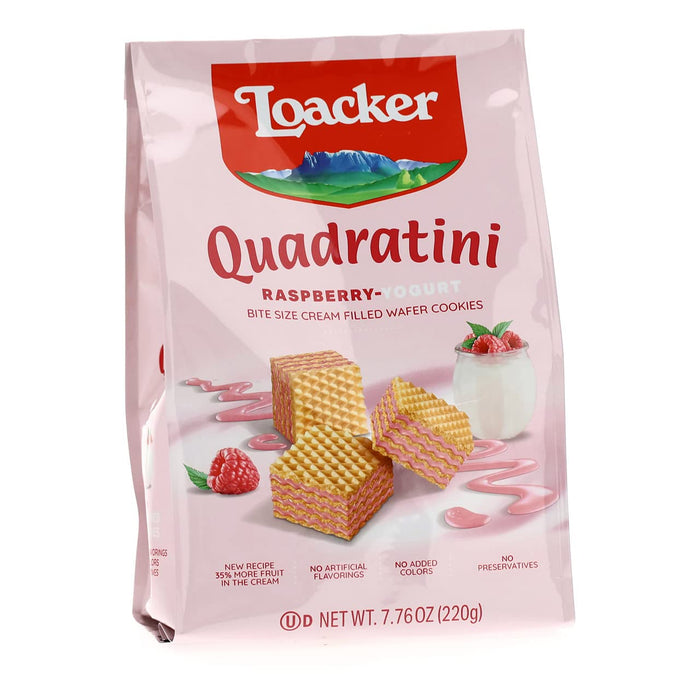 Loacker Quadratini Premium Raspberry-Yogurt Wafer Cookies 7.76 OZ