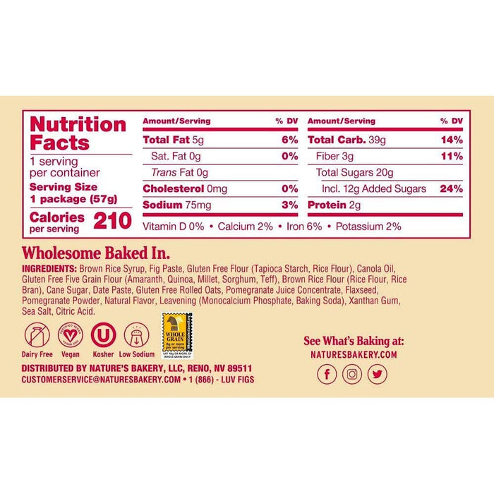 Nature'S Bakery  Fig Bar Pomegranate Gluten Free  2 Oz