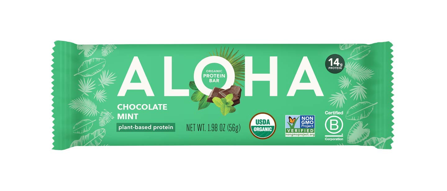 Aloha  Organic Chocolate Mint Plant Protein Bar   1.98 Oz