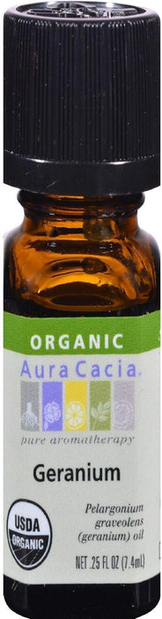 Aura Cacia  Certified Organic Geranium Essential Oil Bottle  1 Each  0.25 Oz