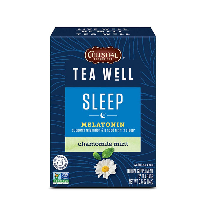 Teawell  Sleep Chamomile Mint Caffeine Free Herbal Supplement Tea Bags Box  12 Bag