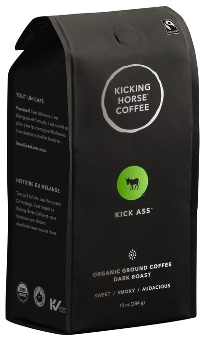 Kicking Horse Organic Coffee Kick Ass Dark Roast Ground 10 Oz