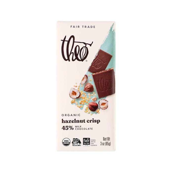 Theo Chocolate Bar Hazelnut Crisp 3 Oz