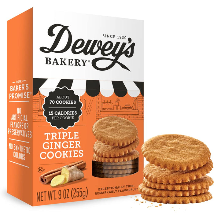 Dewey`S Bakery  Triple Ginger Thin Cookies  9 Oz