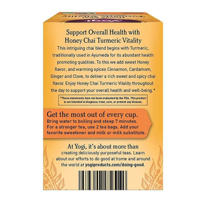 Yogi  Tea Organic Honey Chai Turmeric Vitality  16 Ct