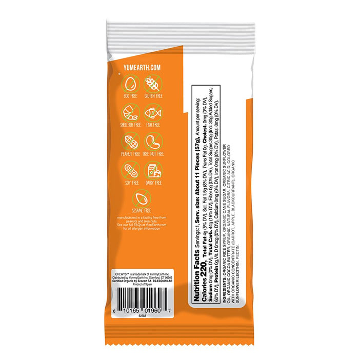 YumEarth Organic Chewys Fruit Chews Snack Pack 2 oz