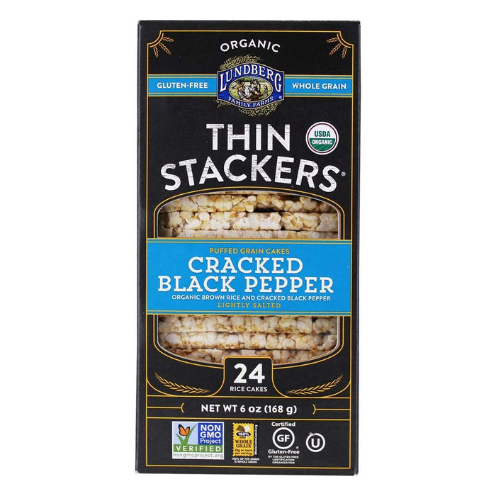 Lundberg Family Farms  Puffed Grain Cakes Cracked Black Pepper Og2  6 OZ