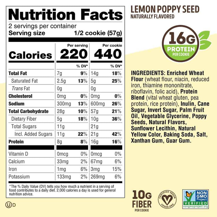 Lenny & Larry'S  The Complete Cookie Lemon Poppy Seed  4 Oz