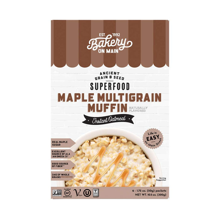 Bakery On Main  Instant Oatmeal Gluten Free Maple Multigrain Muffin   10.5 Oz