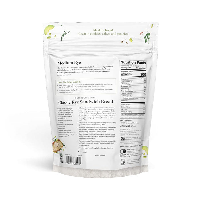 King Arthur Flour  Organic Rye Flour   48 Oz