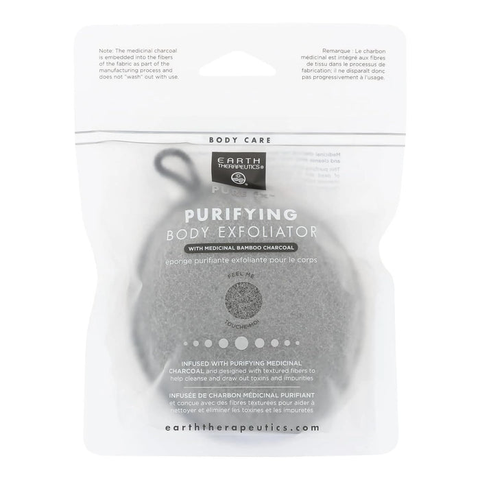 Earth Therapeutics Purifying Body Exfoliator Sponge Black with Charcoal  1 CT