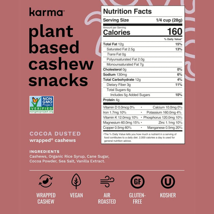 Karma Nuts Chocolate Dusted Wrapped Cashews 7 oz
