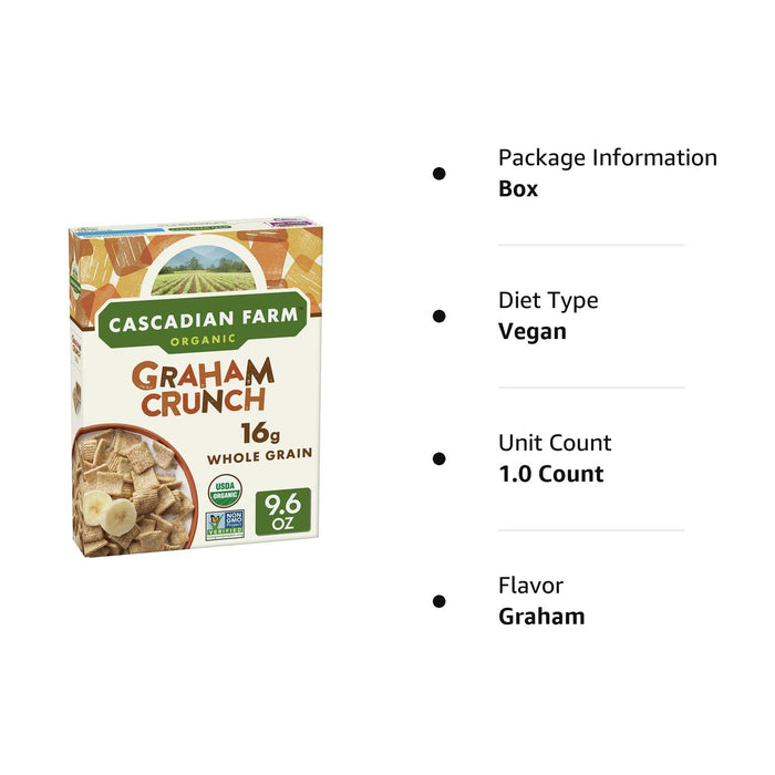 Cascadian Farm  Organic Cereal Graham Crunch   9.6 Oz