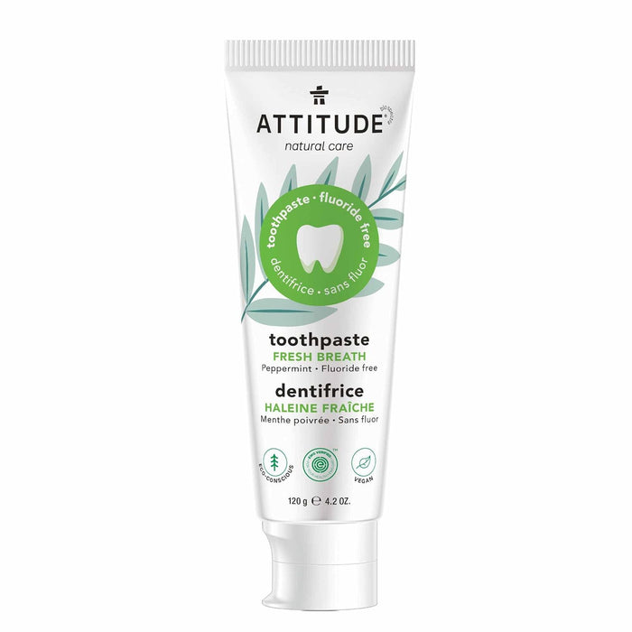 ATTITUDE Fluoride-Free Toothpaste Fresh Breath Peppermint 4.2 Oz