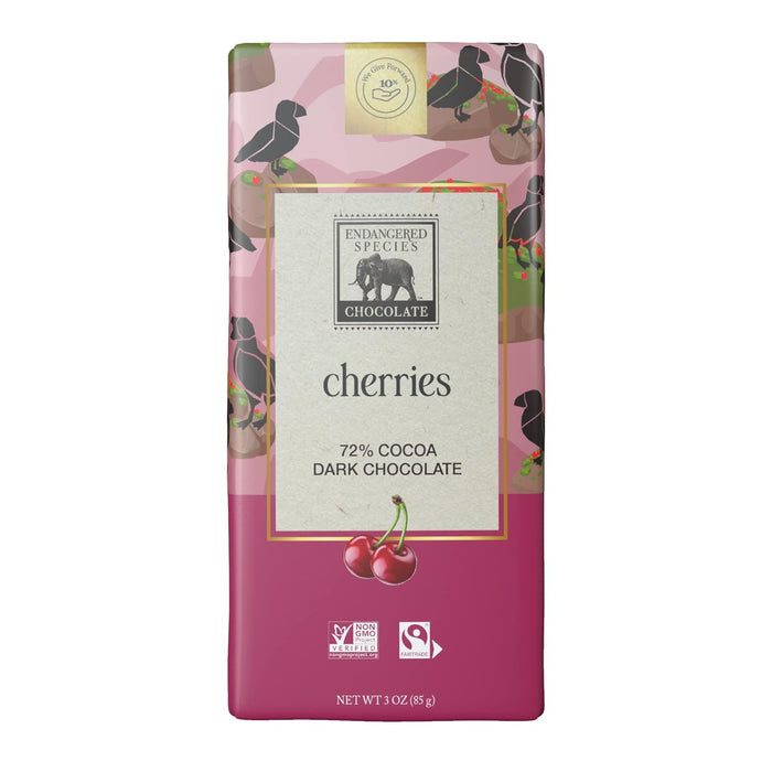 Endangered Species  Natural Bars Dark Chocolate Cherries Bars 72 Percent Cocoa   3 Oz