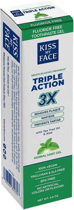 Kiss My Face  Triple Action Toothpaste Cool Mint Gel  1 Each  4.5 Oz