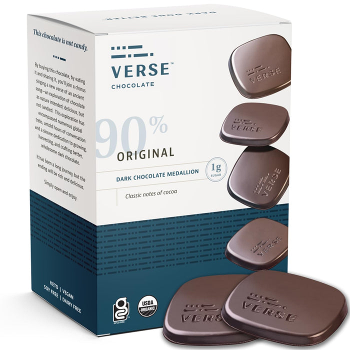 Verse Chocolate  Dark Chocolate Medallion Original   4.23 Oz