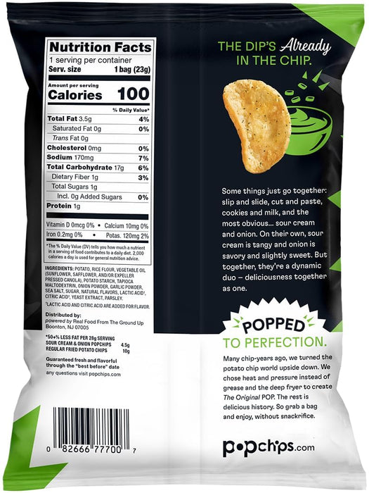 Popchips  Popped Chip Snack  Potato Sour Cream And Onion  .8 Oz