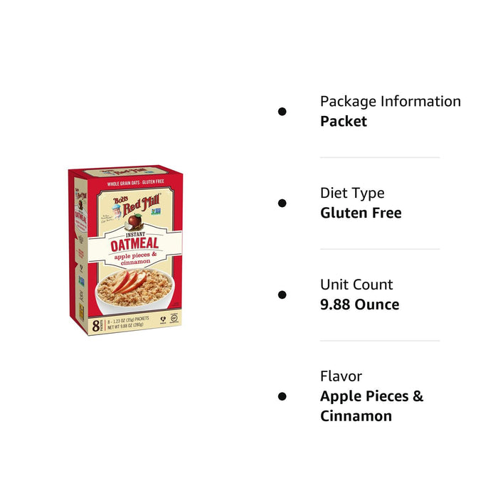 Bob'S Red Mill  Instant Oatmeal Gluten Free Pkt Apple Cinnamon   9.88 Oz