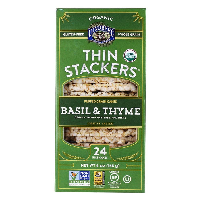 Lundberg Family Farms  Thin Stakers Puffed Grain Cakes Basil & Thyme  6 Oz