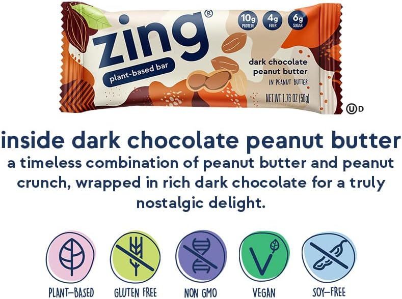 Zing Bar Dk Choc Peanut Butter 6/1.76 OZ