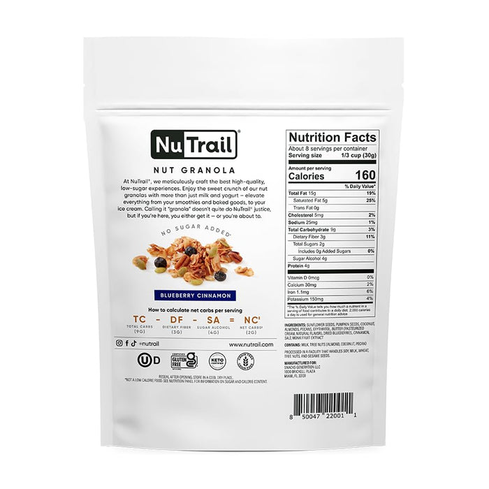 Nutrail Granola Bluebrry Cinnamon 8 OZ