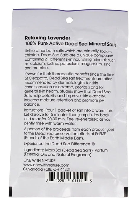 One With Nature  Relaxing Lavender Dead Sea Mineral Salt Bath  2.5 Oz