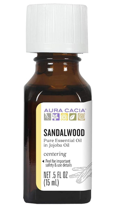 Aura Cacia  Precious Essentials Sandalwood Blended With Jojoba Oil  1 Each  0.5 Oz