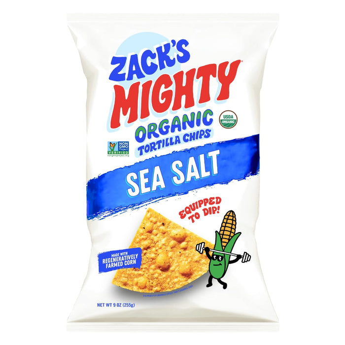 Zack`S Mighty  Tort Chips Sea Salt Flint Corn  9 Oz