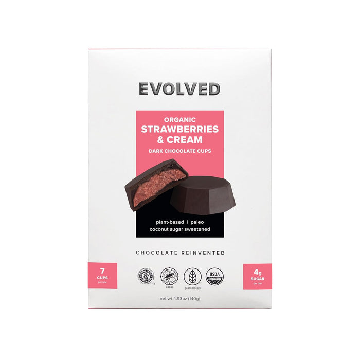 Evolved Chocolate Seasonal Organic Strawberries & Cream Dark Chocolate Cups 4.93 OZ