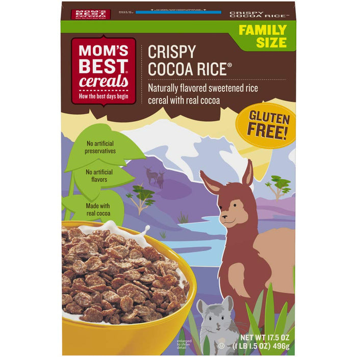 Mom`S Best  Naturals Cereal Crispy Cocoa Rice Family Size Box   17.5 Oz