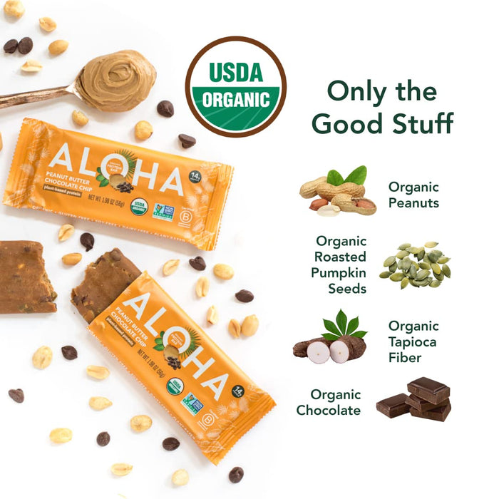 Aloha Protein Bars Organic Peanut Butter Chocolate Chip 1.98 OZ