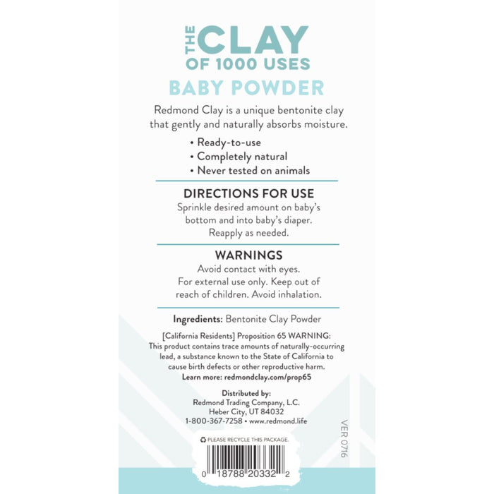 Redmond Clay  Redmond Clay Baby Powder  1 Each  3 Oz